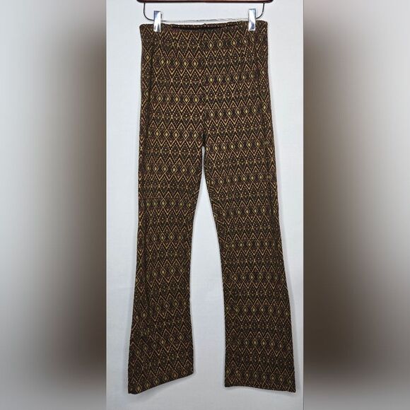 Women's Free People Pull-On Pants w/ Diamond Jacquard Pattern - Brown - Size 2 - Picture 1 of 7